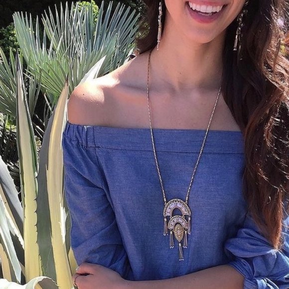 Stella & Dot | Mirage Hand-beaded White+Vintage Gold Tassel Chandelier E… - Picture 8 of 8